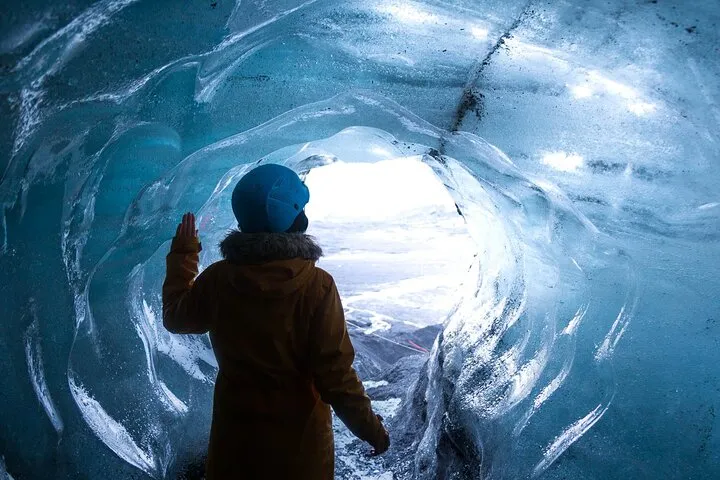 South coast waterfall stop on a Katla ice cave and Iceland volcano tour from Reykjavik